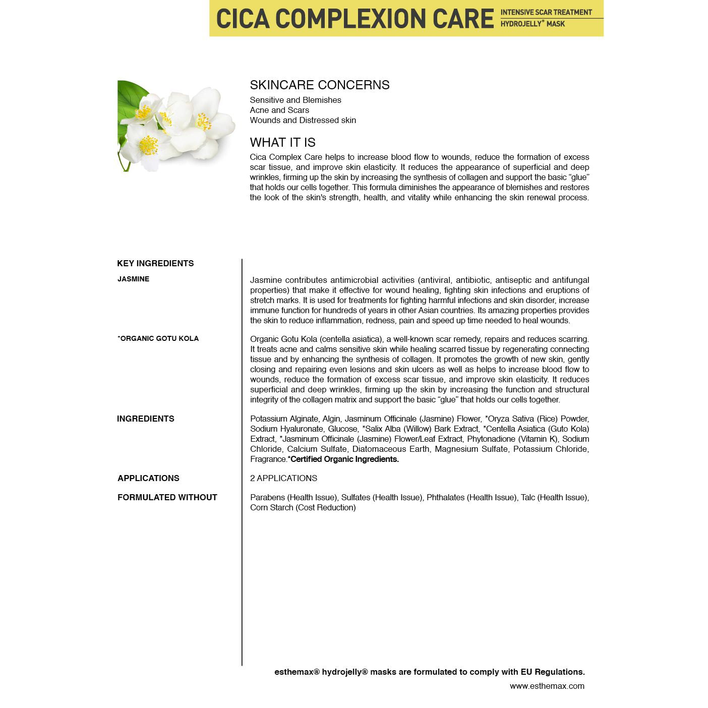 CICA Complexion Care skincare product description with ingredients and benefits.