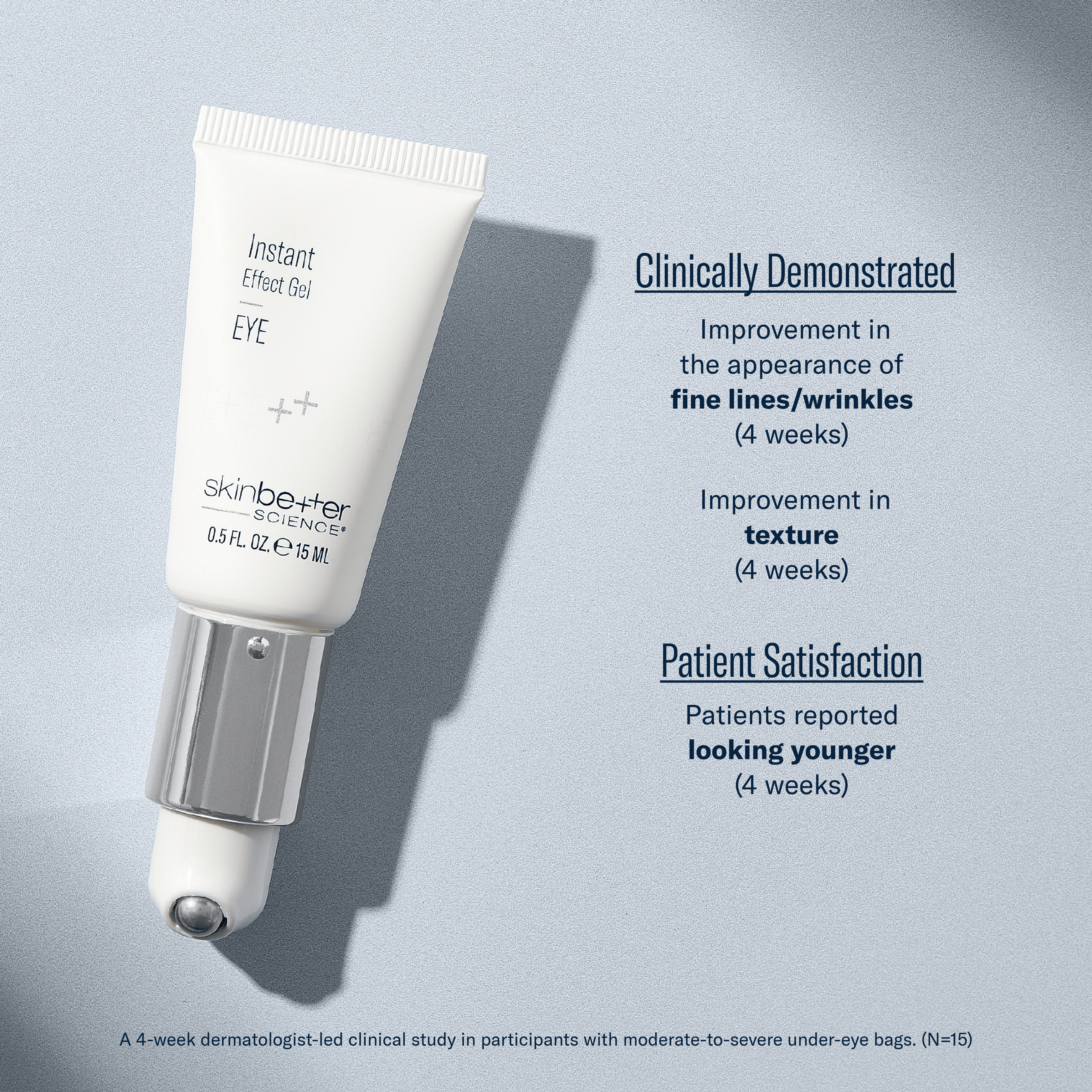 Skincare product with text on a gray background
