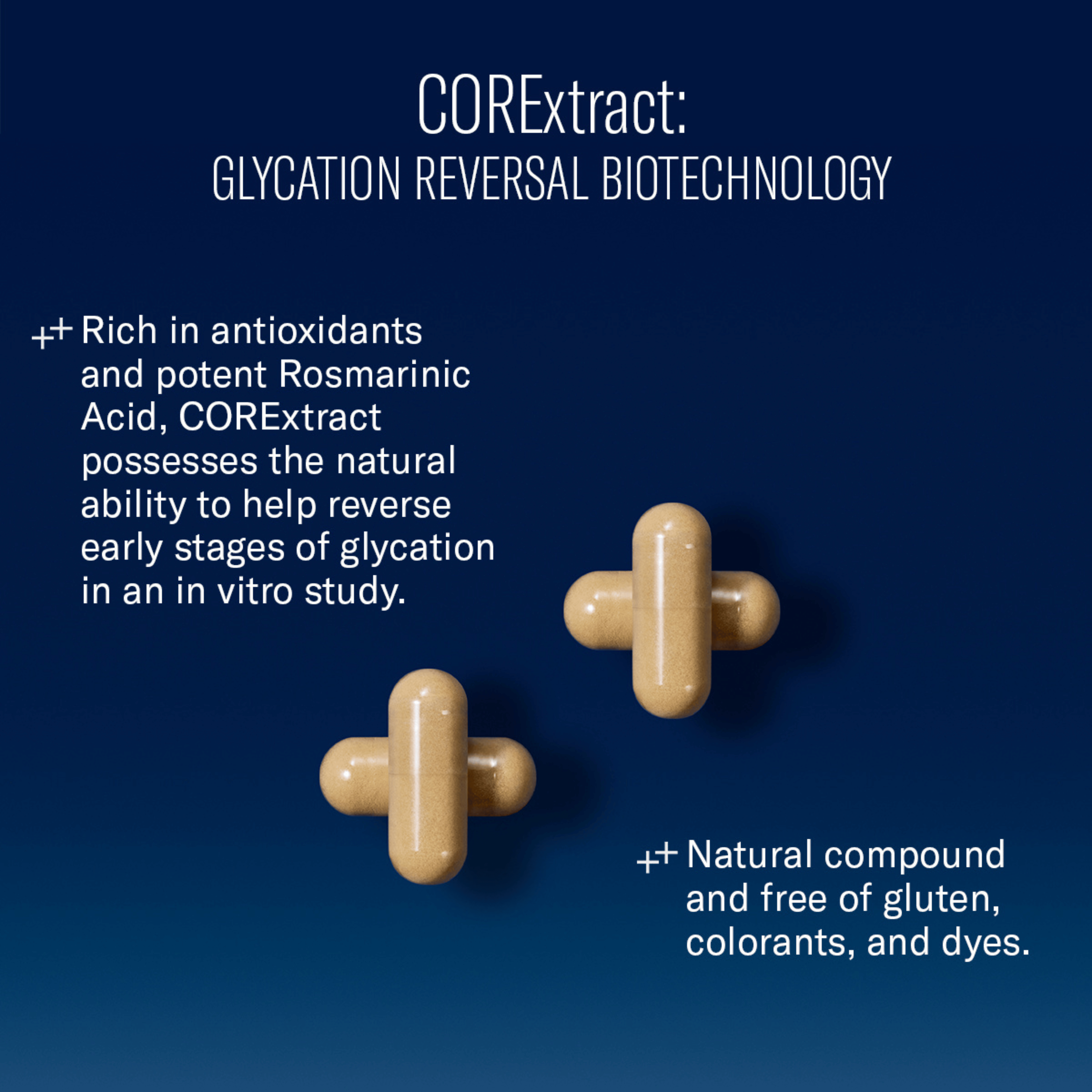 COREextract biotechnology product with text on a blue background