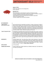 Load image into Gallery viewer, Product label for Antioxidant Goji mask with text and ingredients list on a white background
