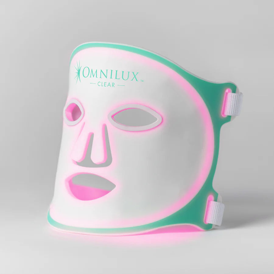 Omnilux LED face mask on a gray background