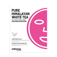 White Tea packaging with a pink face design on a white background
