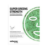 Super Greens Strength jelly mask packaging with a green and white design.