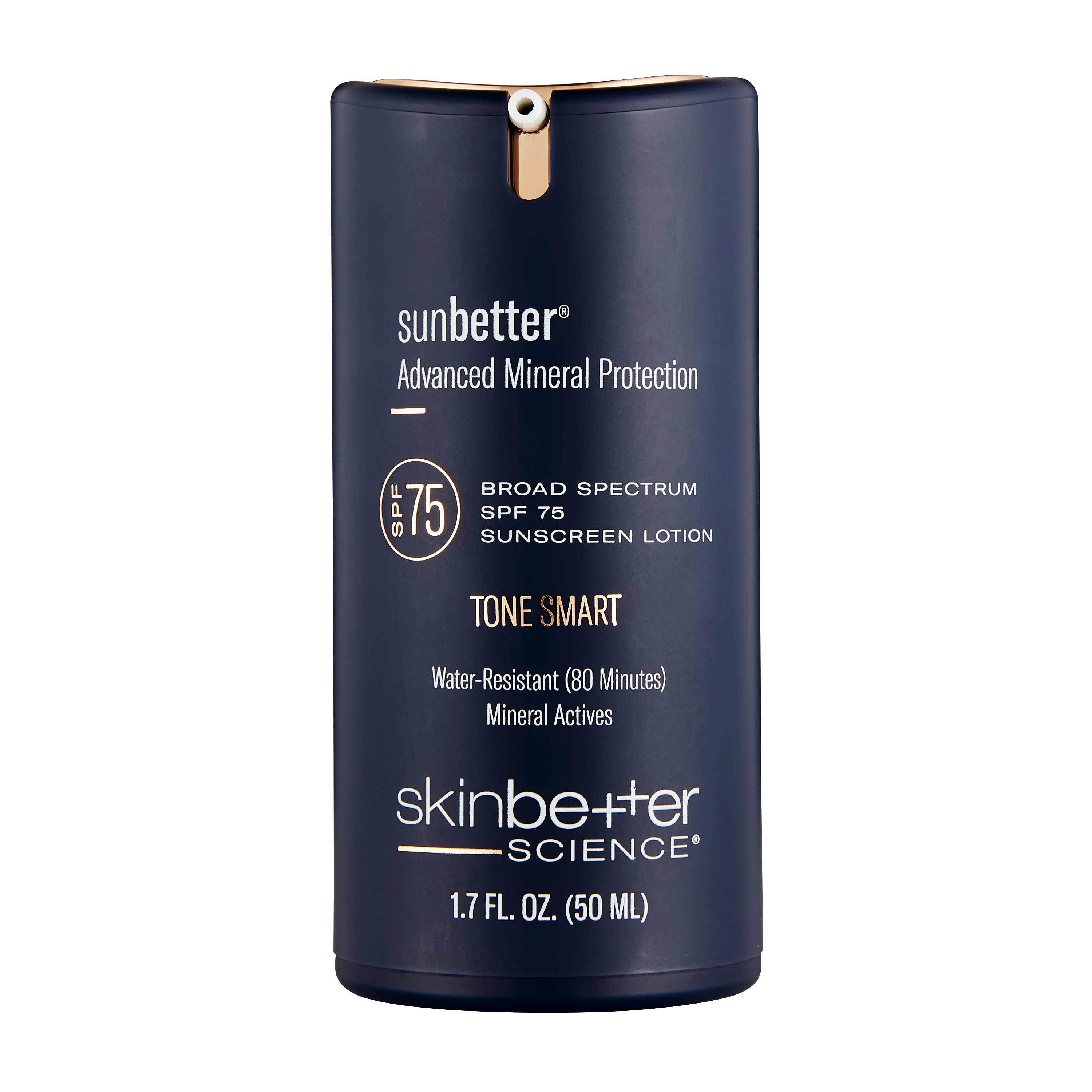 Sunbetter sunscreen lotion bottle on a white background
